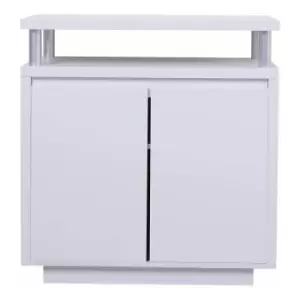 Image of Wooden 1 Open Shelf 2 Doors Storage Cabinet,Free Standing Cupboard Sideboard,White,76x45x80cm(WxDxH) - White - Hmd Furniture