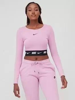 Image of Nike NSW Tape Crop Top - Purple, Purple, Size XL, Women