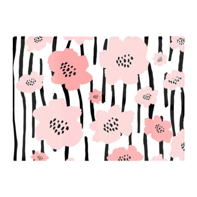 Image of Warren Reed Designer Pastel Pink Flowers Glass Chopping Board