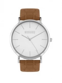 Image of Missguided Missguided White Dial Tan Strap Watch