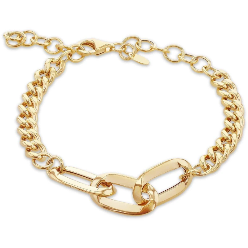 Image of Be You 9ct Gold Curb Link Station Bracelet Yellow Gold female 7.5in