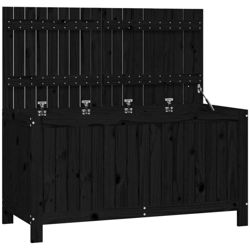 Image of vidaXL Garden Storage Box Black 121x55x64cm Solid Wood Pine, Black 823847