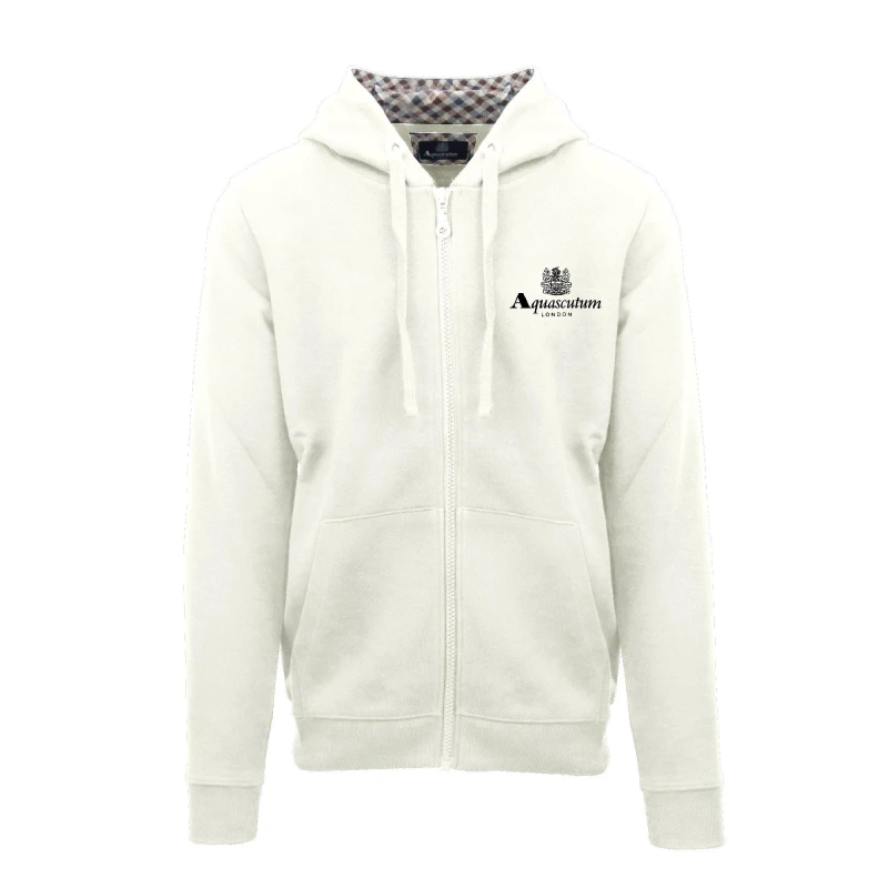 Image of Aquascutum Mens Zip Hooded Sweatshirt Butter male Small