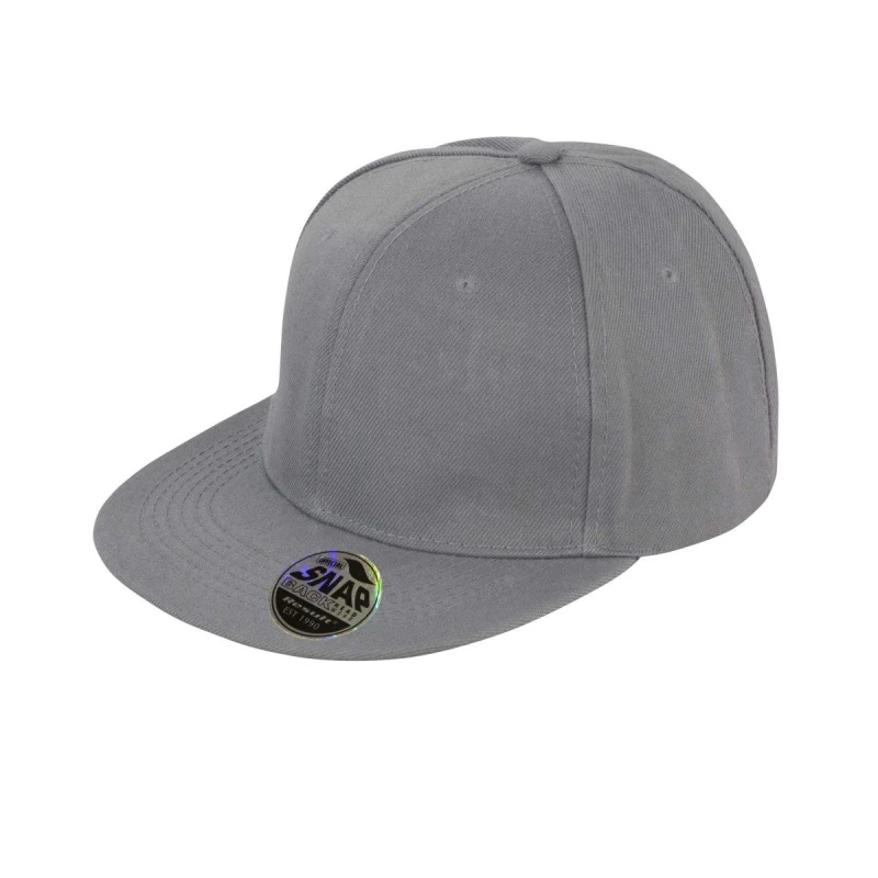 Image of Result Result Men Core Bronx Original Flat Peak Snapback Solid Colour Cap in Grey Grey One Size Male 5054171452231