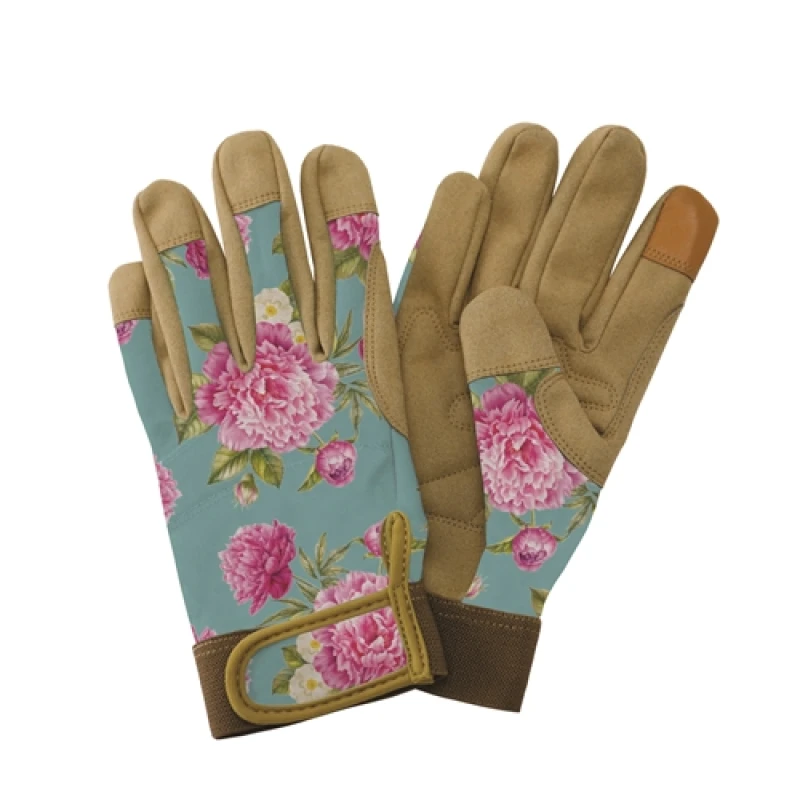 Image of Kent & Stowe Aqua Peony Print Premium Comfort Gloves - Ladies Small