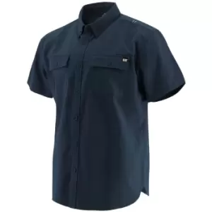 Image of Button Up Short Sleeve Shirt Shirts Navy Small