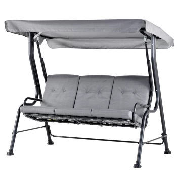 Image of Outsunny 3 Seater Outdoor Garden Swing Chairs Thick Padded Seat Hammock Canopy Porch Patio Bench Bed - Grey