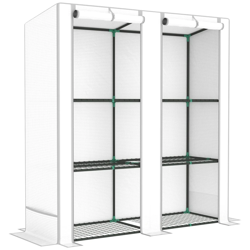 Image of Outsunny 3 Tier Lean-to Mini Greenhouse With Hemmed Edging - White - Grey Hemmed TJ Hughes 5063603620001