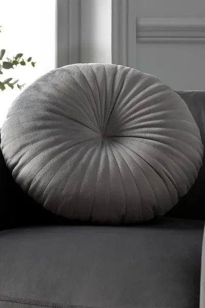Image of Catherine Lansfield 'Round' Cushion Grey