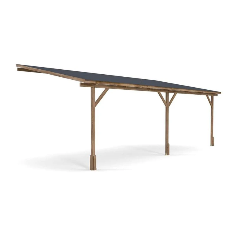 Image of Dunster House Wooden Lean To Gazebo With Super Felt 6M X 3M Pressure Treated Wall Mounted Utopia