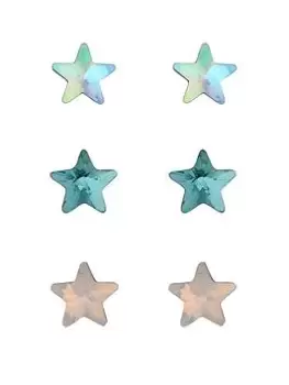 Image of Simply Silver Sterling Silver 925 Cubic Zirconia Star Earrings - Pack of 3, Silver, Women