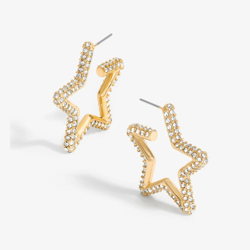 Image of Mood Gold Crystal Star Hoop Earrings Jewellery Sets One Size Gold 72254510000