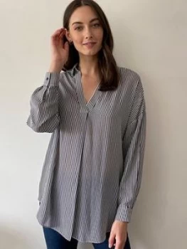 Image of Wallis Stripe Print Shirt - Monochrome, Mono, Size S, Women