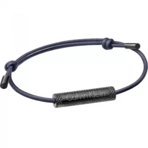 Image of Mens Calvin Klein Gunmetal PVD Medium Tube Leather Bracelet