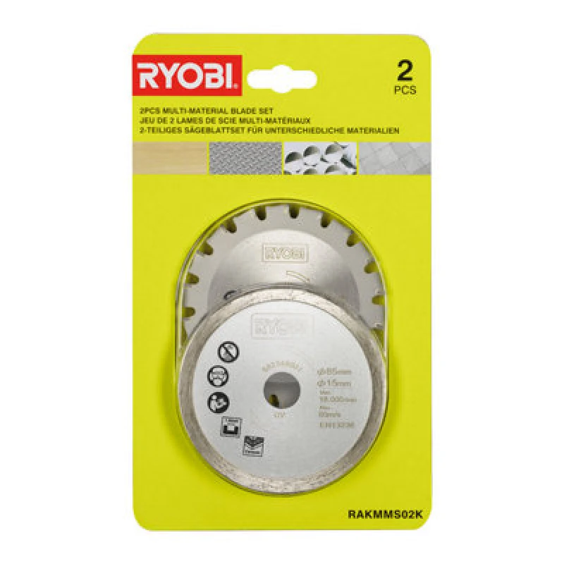 Image of Ryobi Rakmms02K Multi Material Saw Blade Set (2 Pieces) One Colour UTLGF Unisex