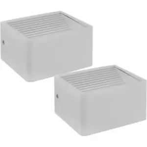 Image of 2 PACK IP44 Outdoor Wall Light White Aluminium 6W Built in LED Porch Lamp