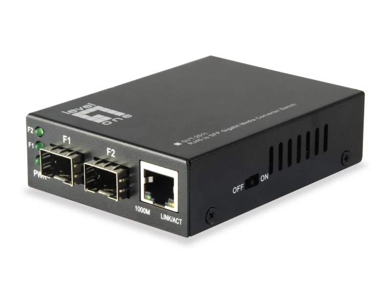 Image of LevelOne RJ45 to SFP Gigabit Media Converter Switch. 2 x SFP. 1 x RJ45