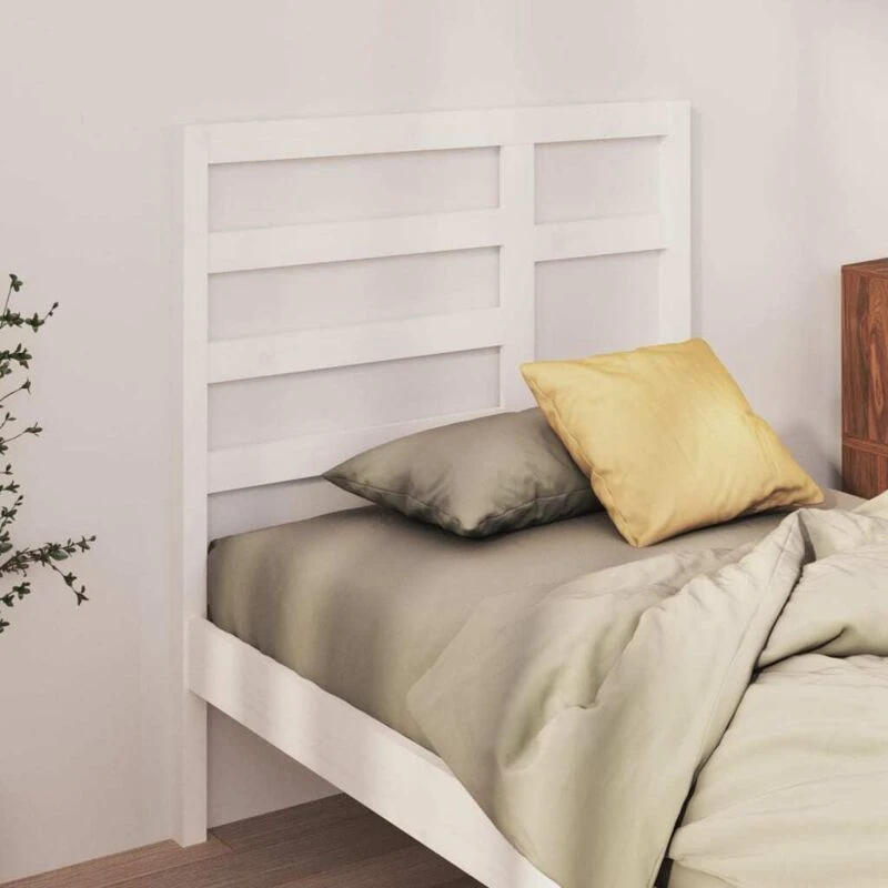 Image of Vidaxl Bed Headboard White 106X4X104cm Solid Wood Pine, White 818126