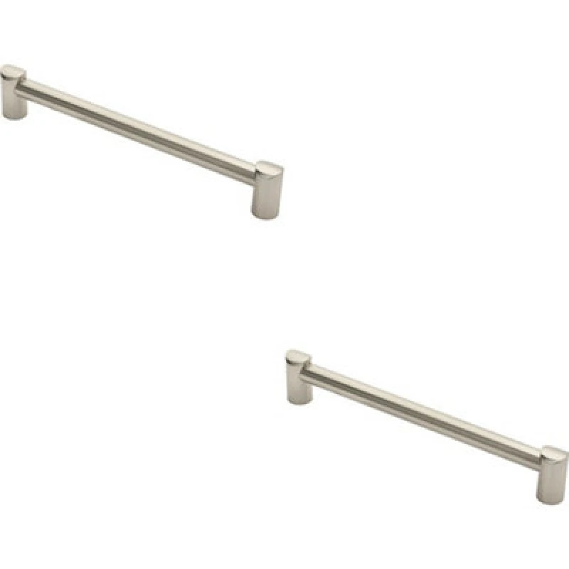 Image of Loops 2x Round Tube Pull Handle 244 x 16mm 224mm Fixing Centres Satin Nickel Metallics unisex