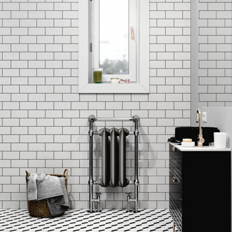 Image of Terma Plain Black Chrome Effect Gas Towel Warmer (W)490mm X (H)940mm