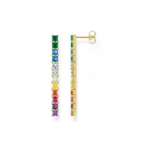 Image of Sterling Silver Gold Plated Colourful Stones Earrings H2249-996-7