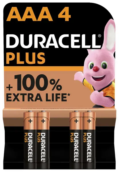 Image of Duracell Duracell Plus Alkaline AAA Batteries - Pack of 4