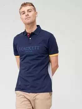 Image of Hackett Hackett Heritage Logo Polo Shirt, Navy, Size XL, Men