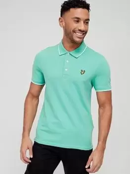 Image of Lyle & Scott Tipped Polo Shirt - Green/White , Green/White, Size S, Men