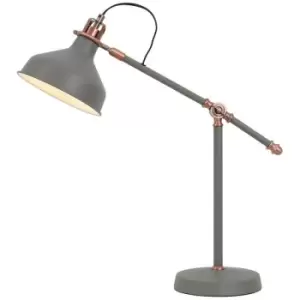 Image of Luminosa Lighting - Adjustable Table Lamp, 1 x E27, Sand Grey, Copper, White