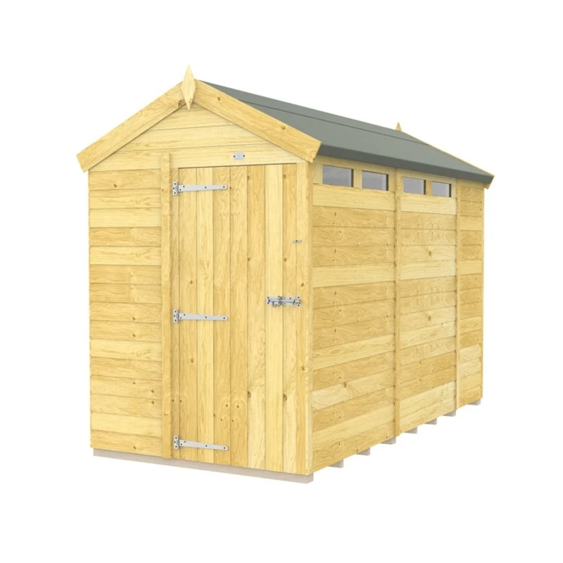 Image of Buttercup Farm 5 x 10 Feet Apex Security Shed - Single Door - L302 x W147 x H217cm in Brown Brown Unisex