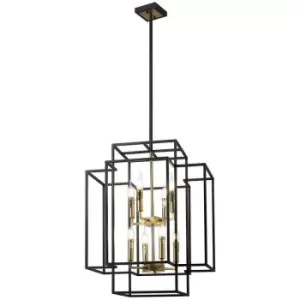 Image of Luminosa Lighting - Luminosa Delaware Ceiling Pendant, 8 Light E14, Black, Gold