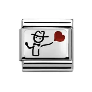 Image of Nomination Classic Silver Boy with Heart Balloon Charm