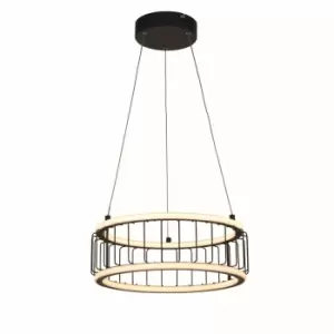 Image of Circolo Cage LED Drum Ceiling Pendant, Black Metal