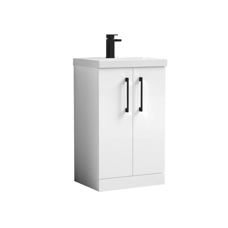 Image of Balterley Level Modern Bathroom 2 Soft Close Door & Mid-Edge Vanity Unit Basin, Gloss White,500 mm