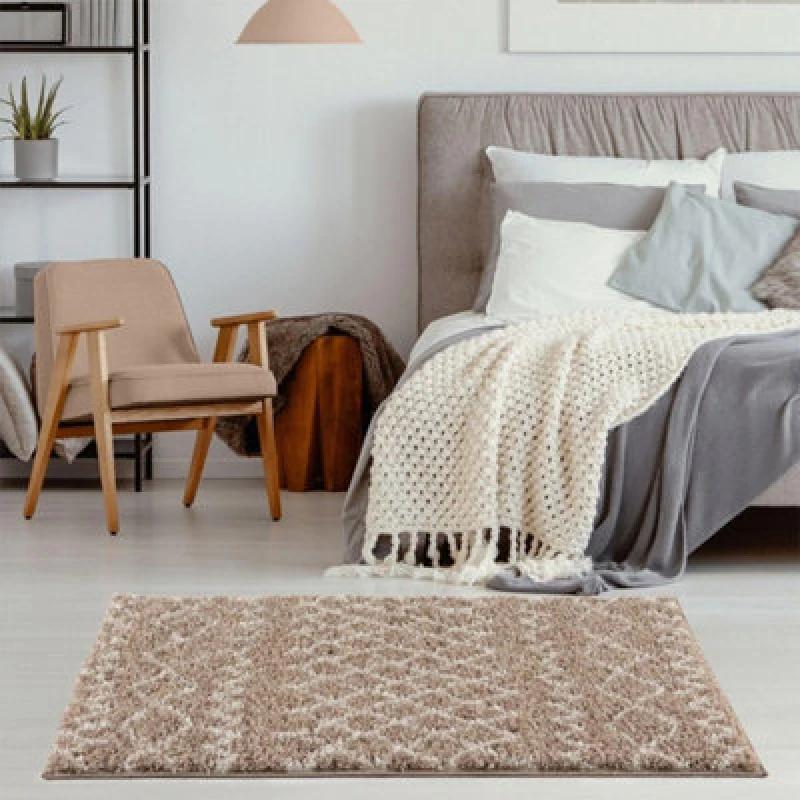Image of THE RUGS Soft Tangier Shaggy Rugs & Runners Beige & Ivory Living Room Size: 80cm x 150cm Beige Unisex 80cm x 150 cm