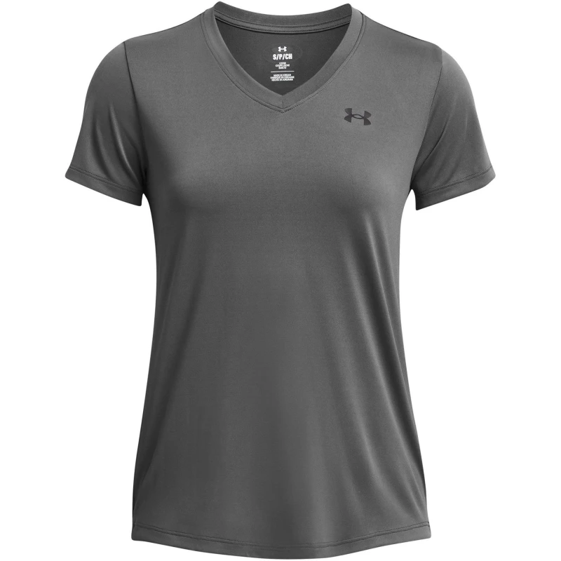 Image of Under Armour Armour Tech V-Neck Short Sleeve Womens - Grey Grey 8