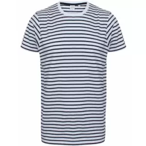 Image of Skinni Fit Unisex Striped Short Sleeve T-Shirt (2XS) (White/Oxford Navy)