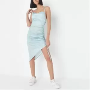 Image of Missguided Tie Dye Mesh Cowl Ruched Maxi Dress - Blue