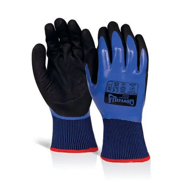 Image of Beeswift Beeswift Glovezilla Waterproof Thermal Nitrile Gloves (Pack of 10) Blue S GZ107BNS