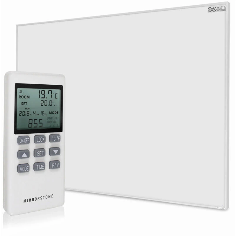 Image of MIRRORSTONE INFRARED HEATING Mirrorstone 1200W NXTGEN WiFi Infrared Heating Panel - Electric Panel Heater-Wall Mounted MS.NXT-1195x995-1200W-WALL
