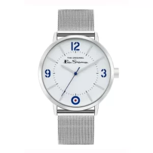 Image of Ben Sherman Silver Stainless Steel Mesh Strap Watch with White Dial