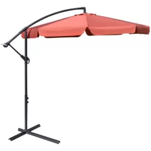 Image of Outsunny 2.7m Garden Banana Parasol Cantilever Umbrella with Crank Handle and Cross Base for Outdoor, Hanging Sun Shade, Wine Red