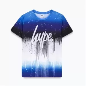 Image of Hype Blue Black Drip Print T-Shirt - Blue