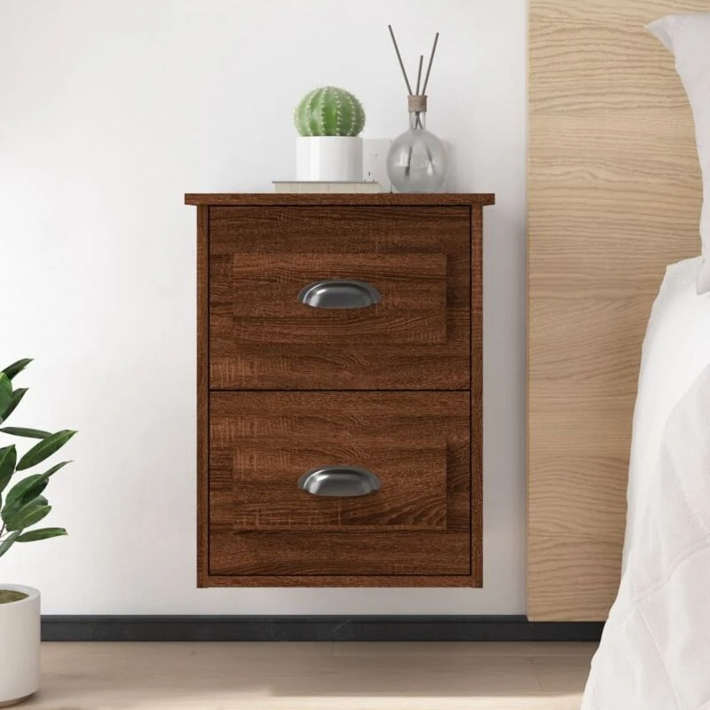 Image of VIDAXL Wall-mounted Bedside Cabinet Brown Oak 41.5x36x53cm Vidaxl 8720845792961