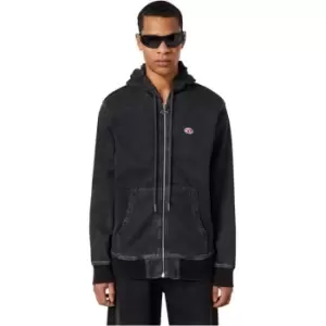 Image of Diesel Washed Zip Hoodie - Black