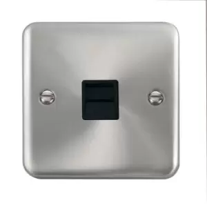 Image of Click Scolmore Deco Plus Satin Chrome 1 Gang Telephone Outlet With Black - DPSC125BK