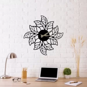 Image of Glozis Leaves Clock Black Decorative Metal Wall Clock