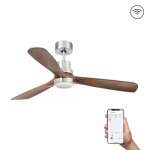 Image of Faro Lantau Large LED Matt Nickel Ceiling Fan dc Smart 15W 3000K, 6 Speed