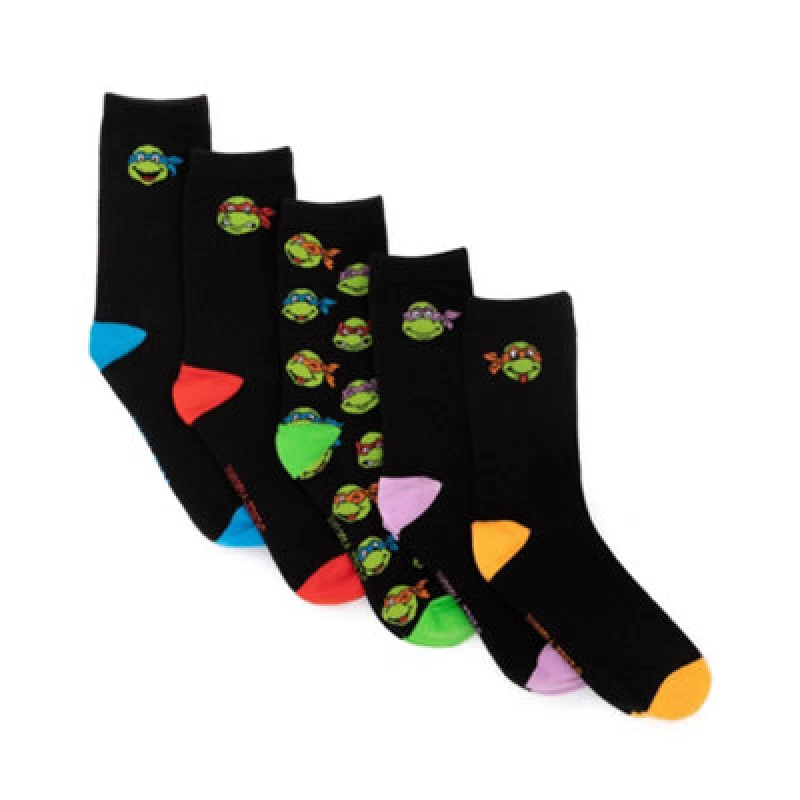 Image of Teenage Mutant Ninja Turtles Calf Socks Set of 5 Black male