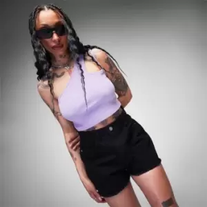 Image of Missguided Frayed Baggy Denim Mom Shorts - Black